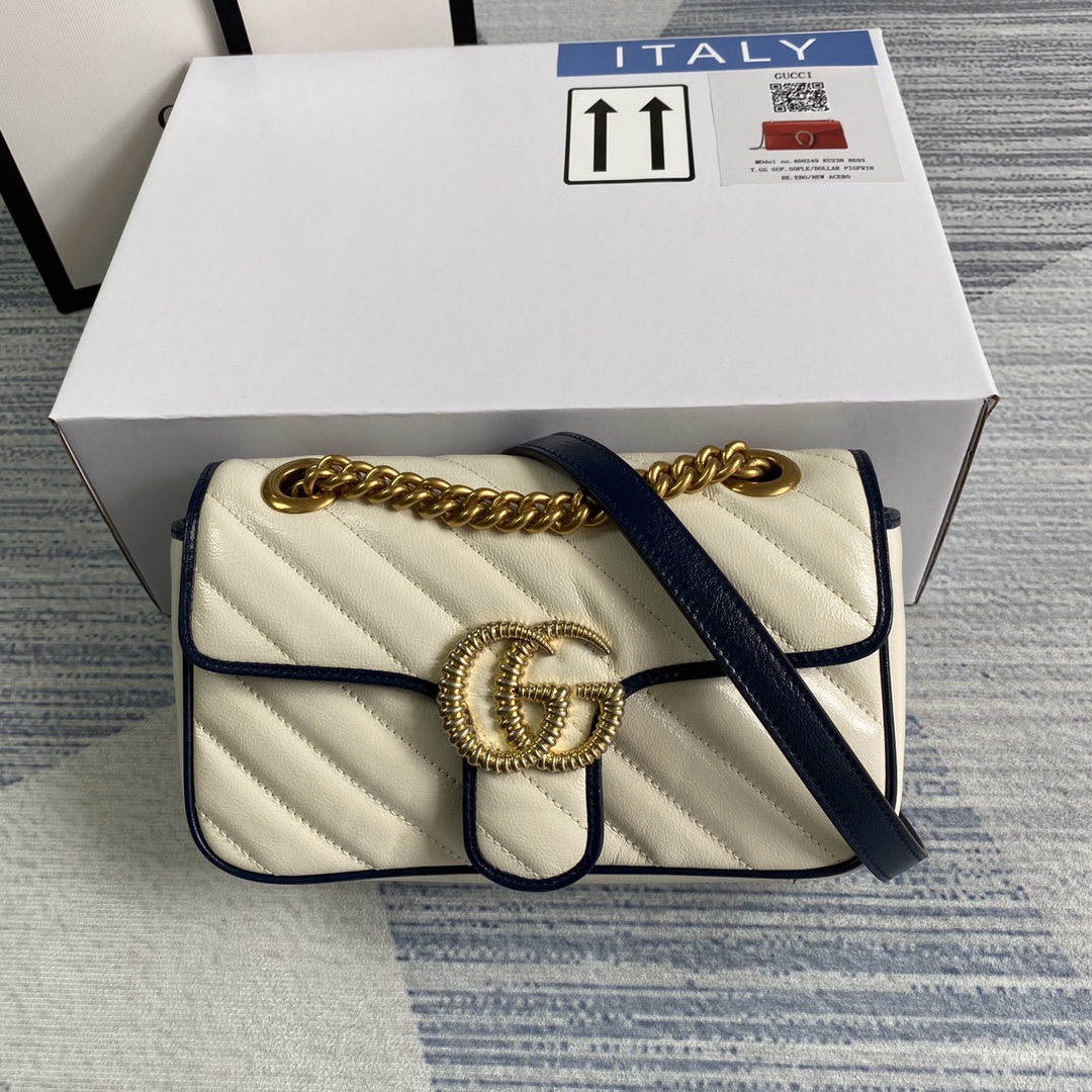 Gucci GG Marmont Matelasse Mini Shoulder Bag 446744 White